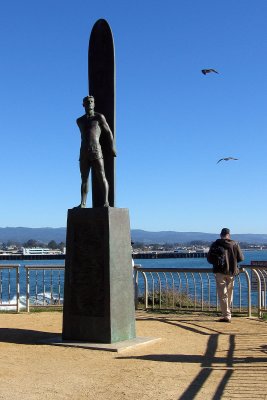 Howard at the Santa Cruz surfing memorial, watching surfers