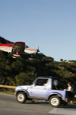 At La Tourment hill, planes practically graze jeeps/cars on their way down to the short runway.
