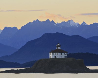 I stood on the deck of the cruise ship while people went to dinner. Got a beautiful shot of Eldred Light, Lynn Canal, Alaska