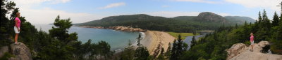 Panorama from above Sand Beach with Brenda on both ends.