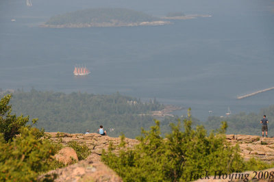 Hazy view from Cadillac Mountain. This is the first spot in the United States to see the sun every day.