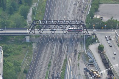 View of the Railroad bridge, where a previous photo was taken from