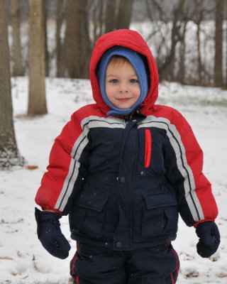 Playing in the snow on a cold day