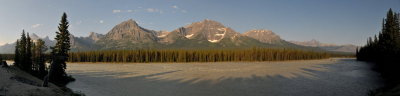 Morning Shadows - Mount Fryatt, Athabasca River, 180 degree Panorama