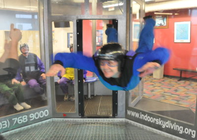 Brenda flying in the indoor wind-tunnel