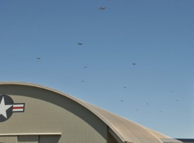 18 B-25 bombers passing over the USAF Museum, Dayton, Ohio