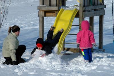 Sliding headfirst into the snow