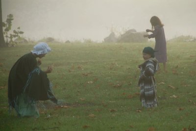 Children at play in the fog