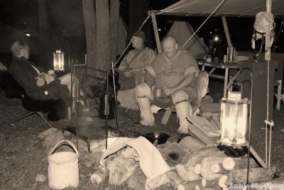 Gathering around the campfire (sepia)