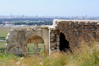 Mirabel fortress view on Petah Tikva and Tel Aviv area