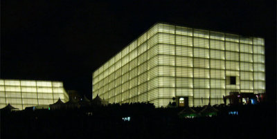 Illuminated buildings where the Jazz concerts are held