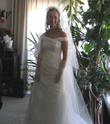 Laura in her wedding dress