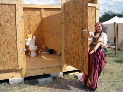 Fergus helped build it, so he claimed this stall as his own!  Yes, that's right, The official McBubba Flushie!