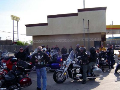The group gathers in Denton, ready to head west on 380