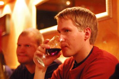 Juho and red wine