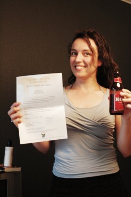 and the girl behind the certificate .. with beer, naturally