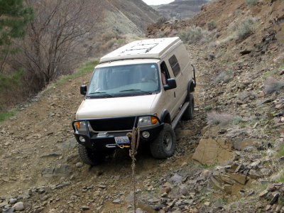 The Sportsmobile heading down the slope.