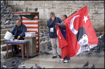 Flag and Pigeon Seed Sellers - New Mosque