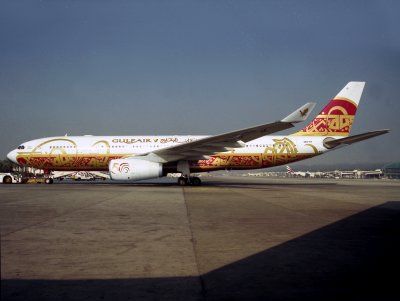 Sitting pretty on the Dubai ramp. Special Caligraphy livery painted to celebrate 50years of Gulf Air.