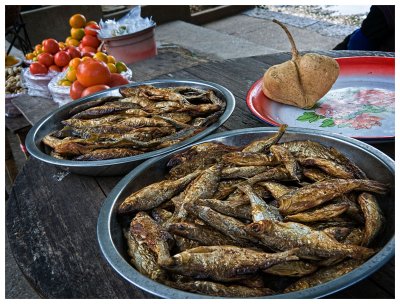 Roasted fish - a local delicacy.