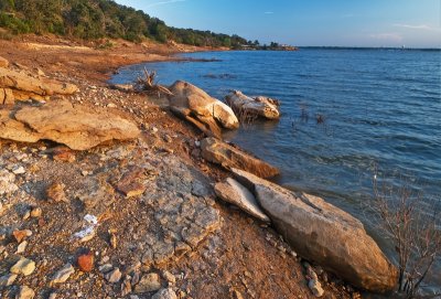 Lake shore at sunset