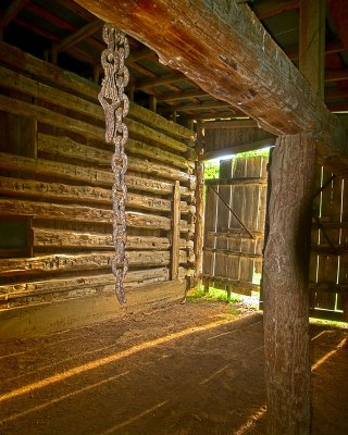Hanging chain in an old barn