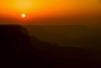 Setting sun over Grand Canyon