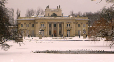 Snow covered Lazienki Palace