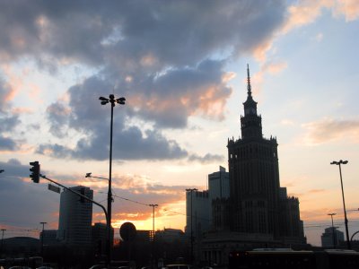 Sunset over the Palace of Culture