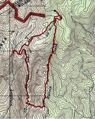 Map Of Hike Of Harris Creek 5/1/10 6.5 Miles