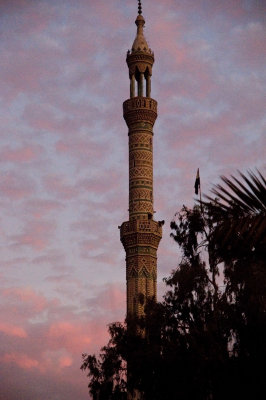 delicate minaret at sunset