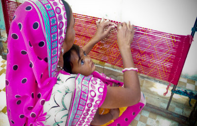 woman preparing cloth for tie dye