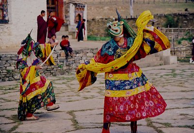 Dancer with yellow scarf  Bhutan