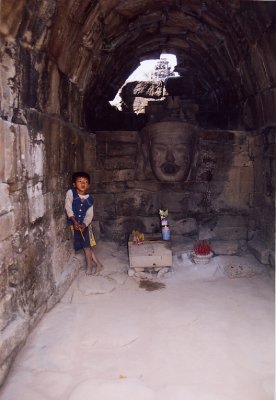 Angkor Wat shrine  with child