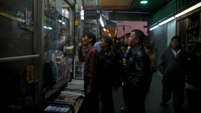 Newstand at night