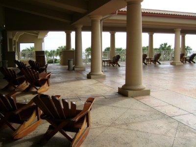 Adjacent to the front lobby area, in an inner court-yard area that faced the pool area and beach beyond that.