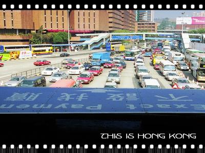 Traffic queues at tunnel toll plaza