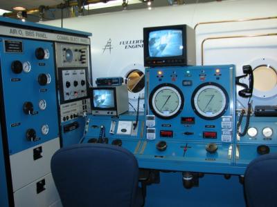 The control panel - complete with video monitors