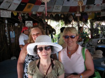 Kim, Christine & Gayle at Coconuts - also a parrot