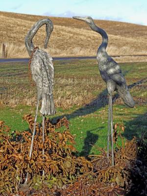 Carved Herons