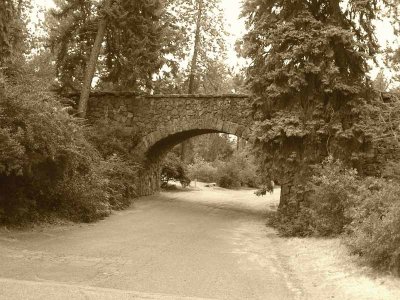 A stone overpass Sepia