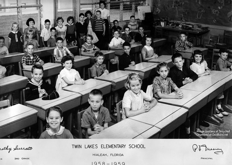 1959 - Mrs. Surratts 3rd grade class at Twin Lakes Elementary in Hialeah  (comments below)