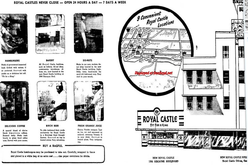 1948 - closeup of an ad for a new Royal Castle at 1032 Biscayne Boulevard, Miami