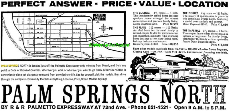 1962 - closeup of ad for new homes in Palm Springs North by R&R