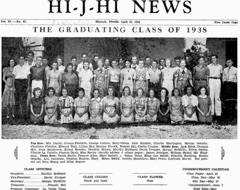 1938 - HI - J - HI News - Hialeah Junior Highs newspaper with graduating class on the cover