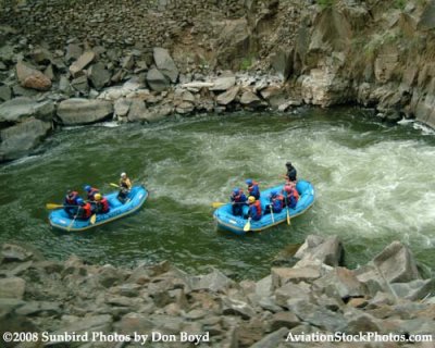 2008 - river rafters in the Arkansas River next to the Royal Gorge Railroad