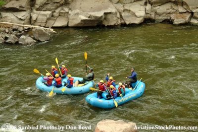 2008 - river rafters in the Arkansas River next to the Royal Gorge Railroad
