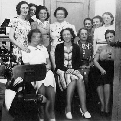 1940's - closeup of Lutrelle Conger and her co-workers at Pan American Airways System in Miami