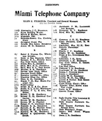 1907 - Miami Telephone Company phone book