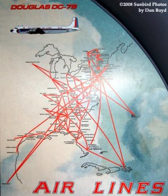 2008 - EAL route map on bulkhead of the Historical Flight Foundation's restored Eastern Air Lines DC-7B N836D stock photo #1438